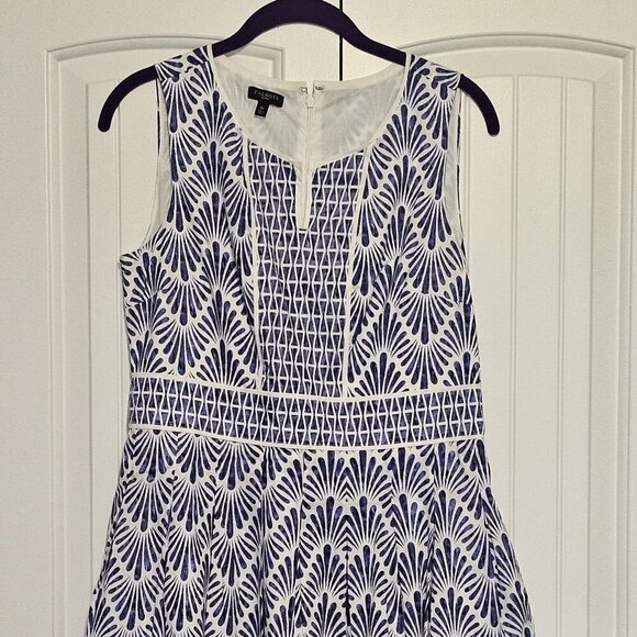 Women's Talbots Petites Geo Mixed-Print Fit-and-Flare Dress Pockets Size 6P - Picture 1 of 7